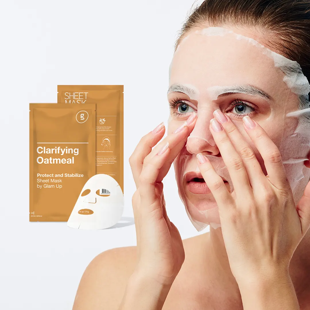 GLAM UP Sheet Mask Clarifying Oatmeal (10 sheets) - Smooths Skin Texture