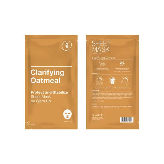 GLAM UP Sheet Mask Clarifying Oatmeal (10 sheets) - Smooths Skin Texture