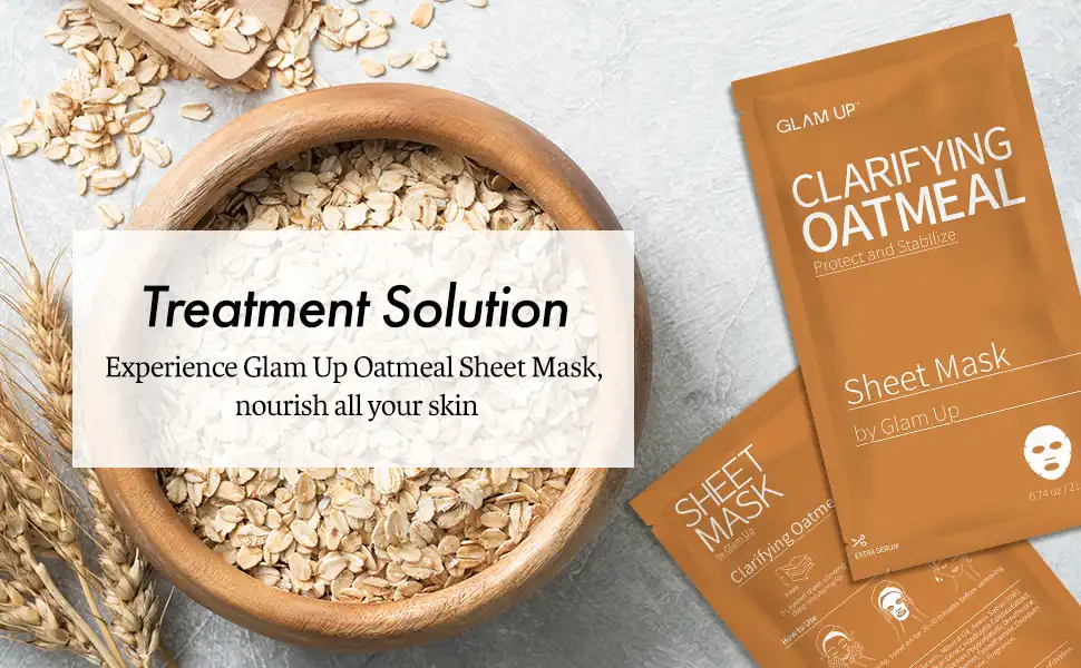 GLAM UP Sheet Mask Clarifying Oatmeal (10 sheets) - Smooths Skin Texture