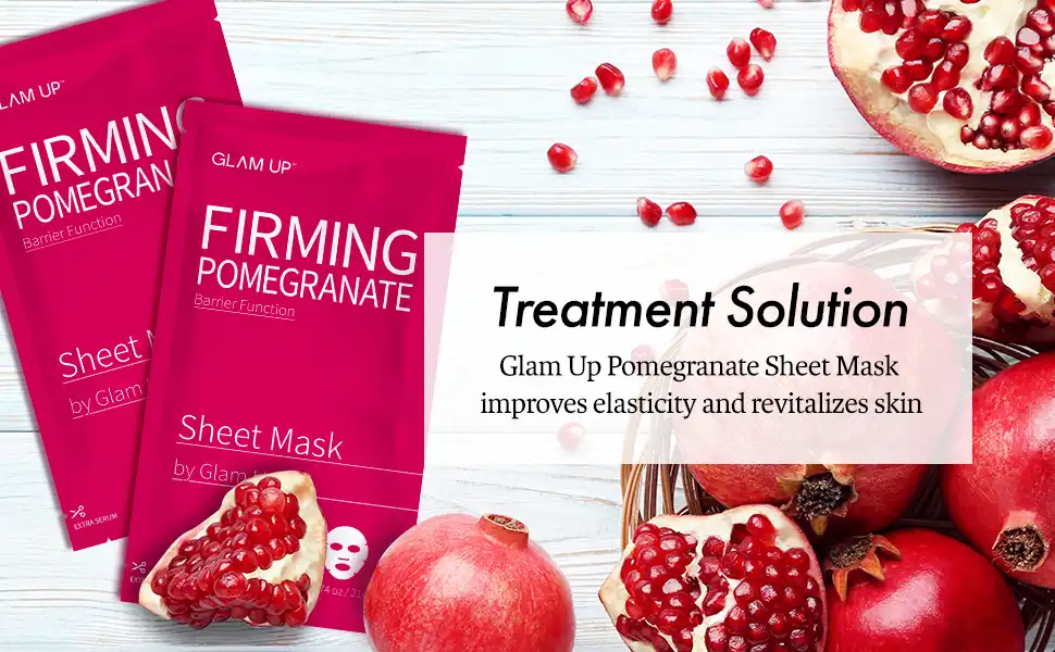 GLAM UP Sheet Mask Firming Pomegranate (10 sheets) - Strengthen Skin Barrier