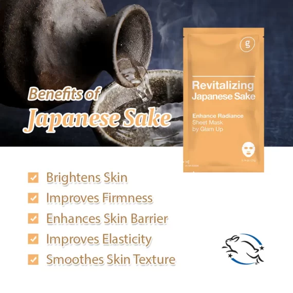 GLAM UP Sheet Mask Revitalizing Japanese Sake (10 sheets) - Enhance Radiance