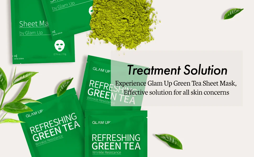 GLAM UP Sheet mask Refreshing Green Tea (10 sheets)