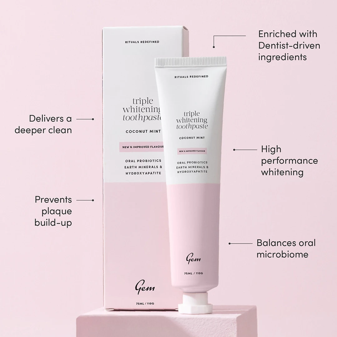 GEM Triple Whitening Toothpaste 100g - Coconut Mint