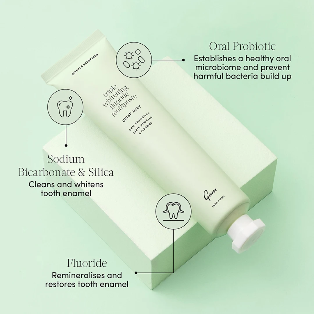 GEM Triple Whitening Toothpaste 100g - Fluoride Mint