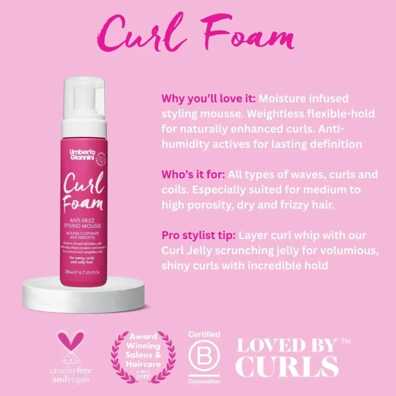 UMBERTO GIANNINI Curl Foam Anti-Frizz Styling Mousse 200ml